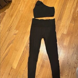 SET Active brown ribbed activewear set